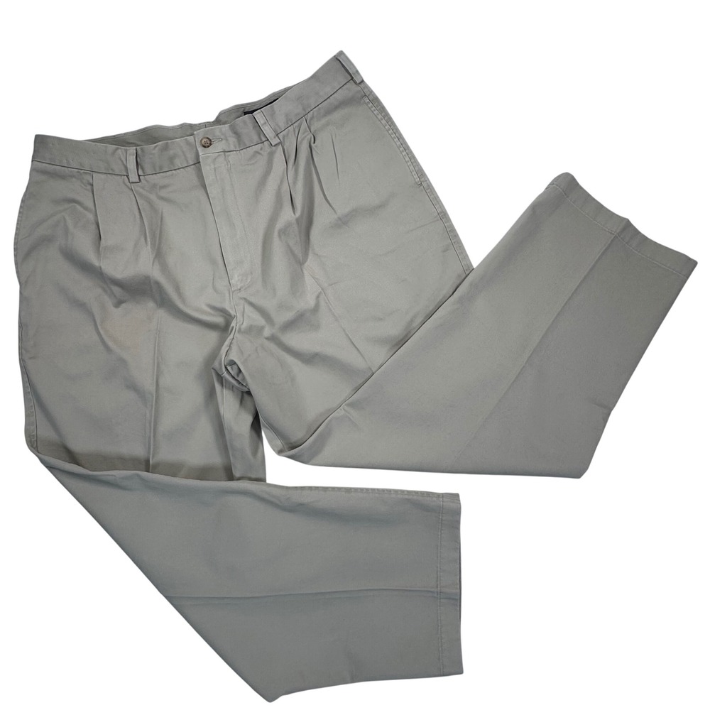 Daniel Cremieux Collection Paris Pant Mens 42x30 Khaki Tan Pleated Cotton Chinos
